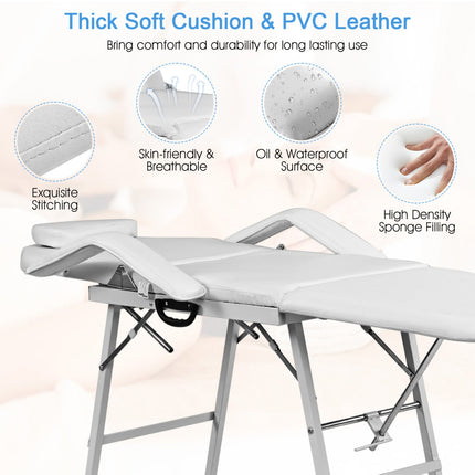 73 Inch Adjustable Massage Table with Backrest & Footrest