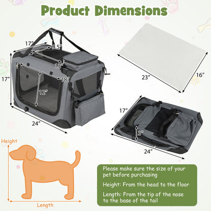 Soft Collapsible Dog Crate with Mesh Windows and 3 Doors