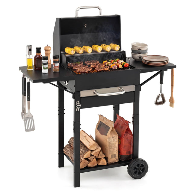 Charcoal Grill with Adjustable Chimney 284 sq.in