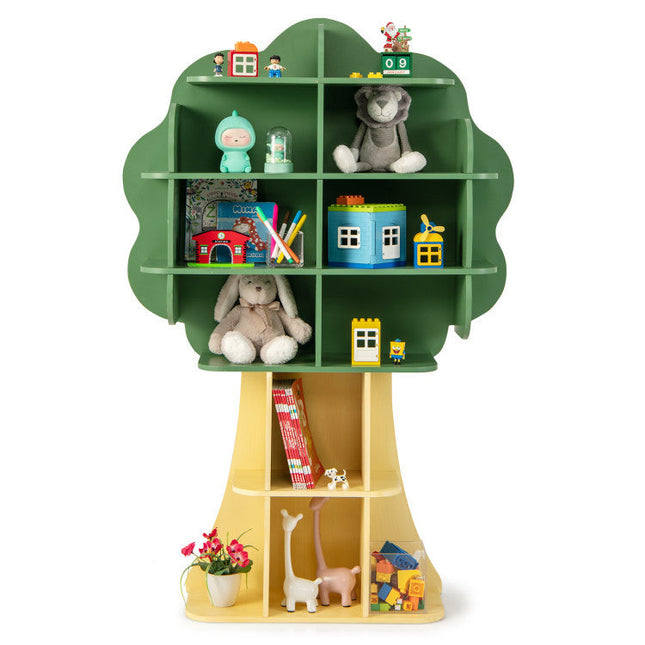 Kids Table and Chair Set with Tree Bookshelf Organizer