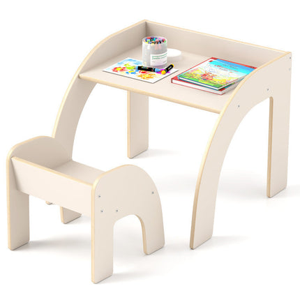 Kids Table and Chair Set with Tree Bookshelf Organizer