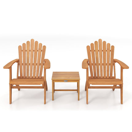 Adirondack Chair Set of 2 with Side Table - Acacia Wood