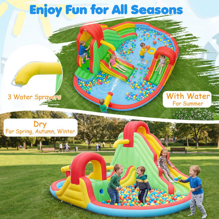 Inflatable Water Park with 3 Slides and Splash Pool