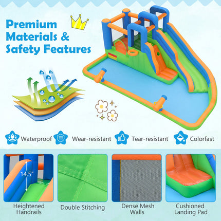 Inflatable Water Slide Park with 780W Blower and Splash Pool