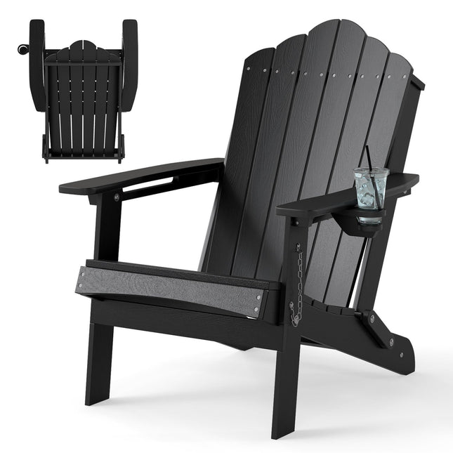 Folding Adirondack Chair with High Backrest - HDPE Weather Resistant