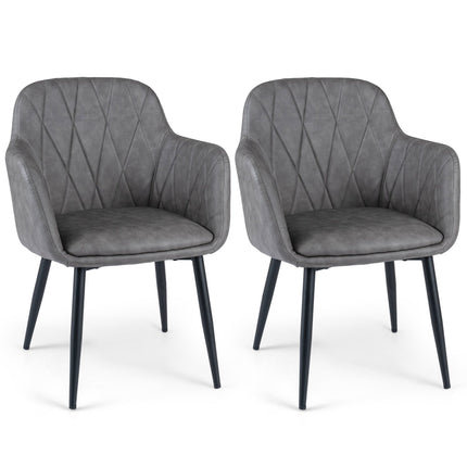 Upholstered Dining Chairs Set of 2 with Curved Back
