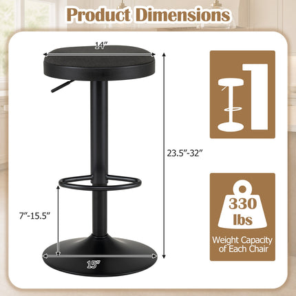 Adjustable Bar Stools Set of 2 with Padded Seat