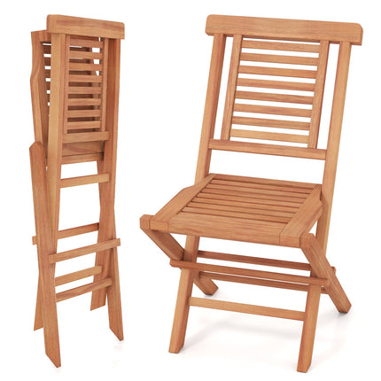 Teak Wood Folding Patio Dining Chairs Set of 2