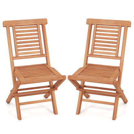 Teak Wood Folding Patio Dining Chairs Set of 2
