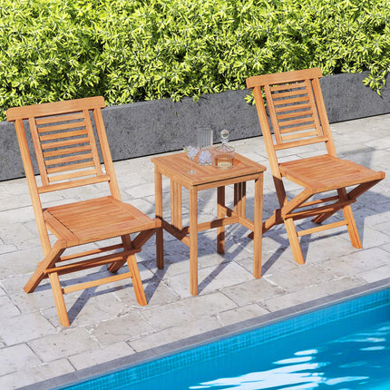 Teak Wood Folding Patio Dining Chairs Set of 2