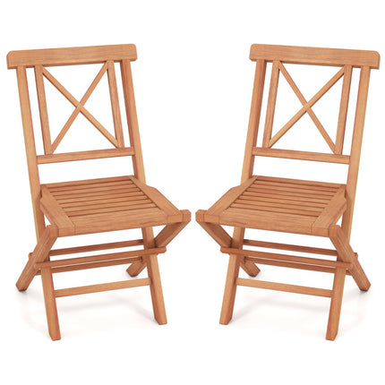 Teak Wood Folding Patio Dining Chairs Set of 2