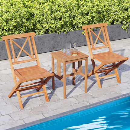 Teak Wood Folding Patio Dining Chairs Set of 2