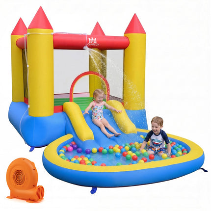 Inflatable Water Slide Bounce House with Splash Pool & Blower