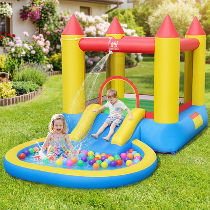Inflatable Water Slide Bounce House with Splash Pool & Blower