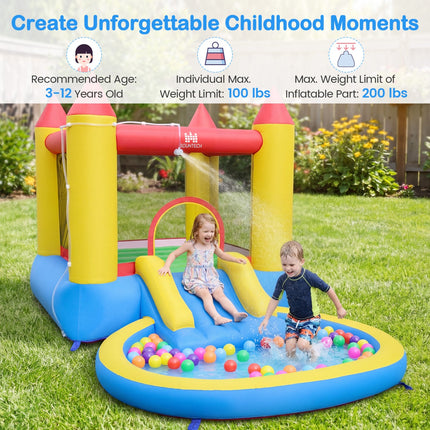 Inflatable Water Slide Bounce House with Splash Pool & Blower