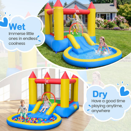 Inflatable Water Slide Bounce House with Splash Pool & Blower