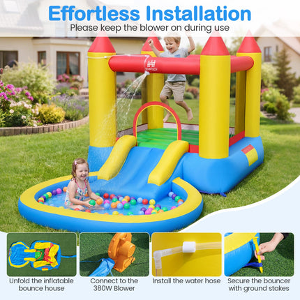 Inflatable Water Slide Bounce House with Splash Pool & Blower