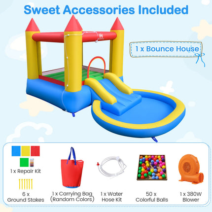 Inflatable Water Slide Bounce House with Splash Pool & Blower