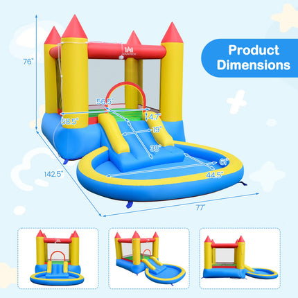 Inflatable Water Slide Bounce House with Splash Pool & Blower