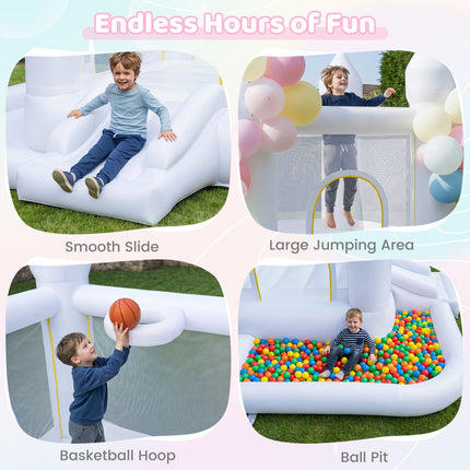 Inflatable Bounce House with Basketball Hoop and Slide