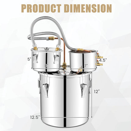 5/10 Gal 22/38 L Water Alcohol Distiller for DIY Whisky