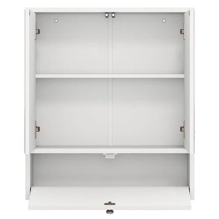Double Door Wall-Mounted Bathroom Mirrored Medicine Cabinet-White