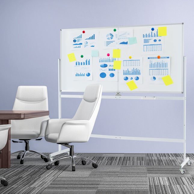 Rolling Double-Sided Magnetic Whiteboard on Wheels with Stand and Aluminum Alloy Frame
