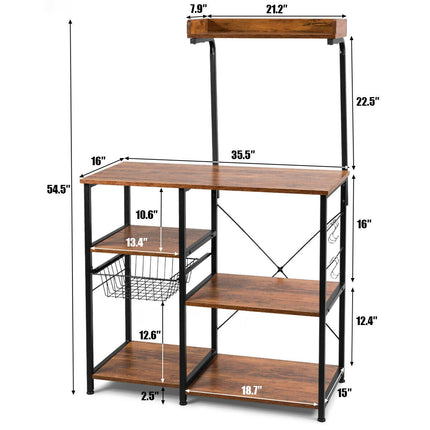 4 Tier Vintage Kitchen Baker's Rack Utility Microwave Stand-Coffee